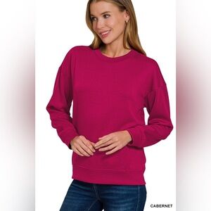 Zenana Outfitters Cabernet Crewneck Sweatshirt